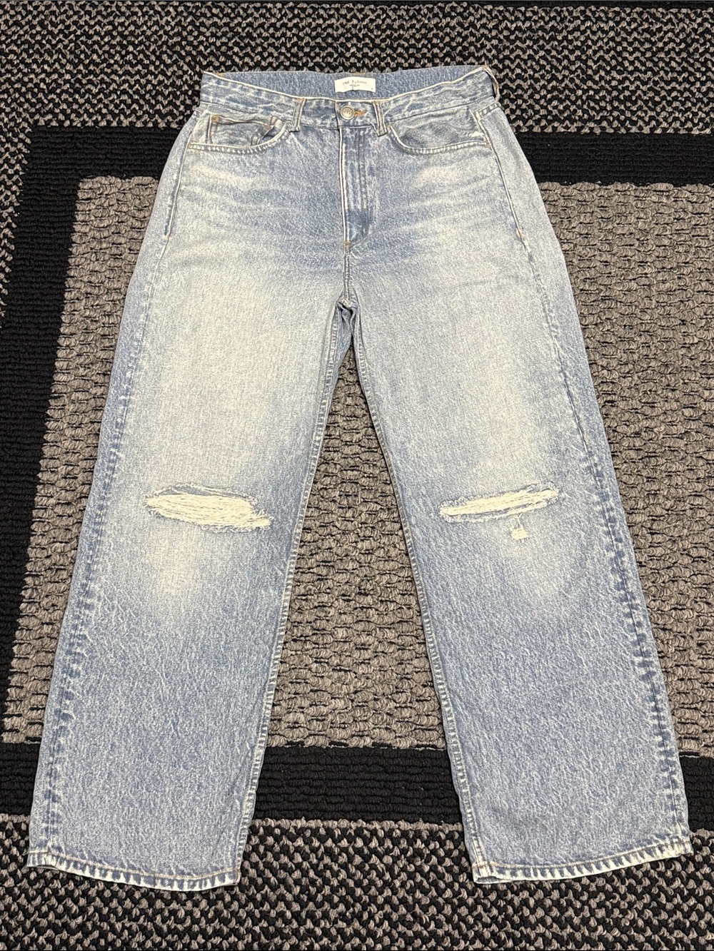Rag & Bone Liquid Miramar Dara Wide Leg Pants Size 27 Faux Distressed Denim
